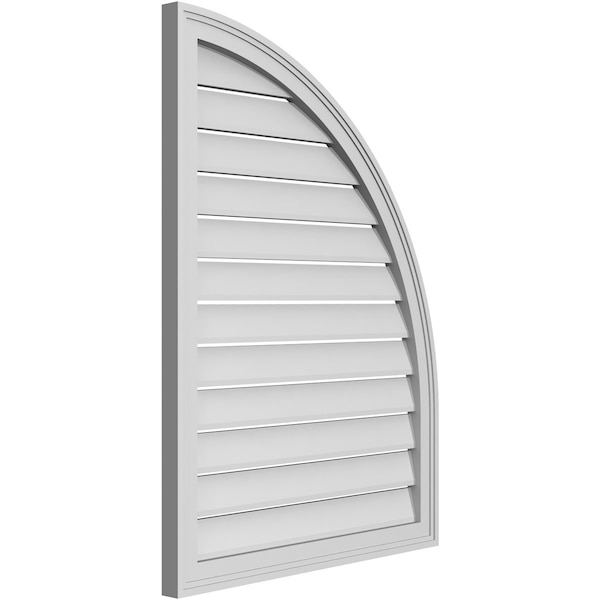 Quarter Round Top Right Surface Mount PVC Gable Vent W/ 2W X 2P Brickmould Sill Frame, 28W X 38H